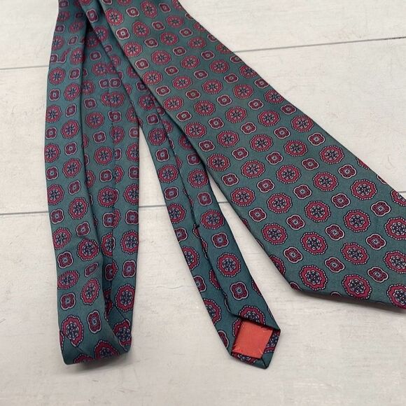 Vintage Liberty Silk Ties For Mens Dark Teal Raspberry Paisley USA - Picture 1 of 8